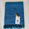 Cotton Plain Saree with Self Colour Tassel - Navy Blue